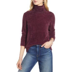 Halogen Mauve Purple Fuzzy Turtleneck Pullover Sweater Soft XS X Small